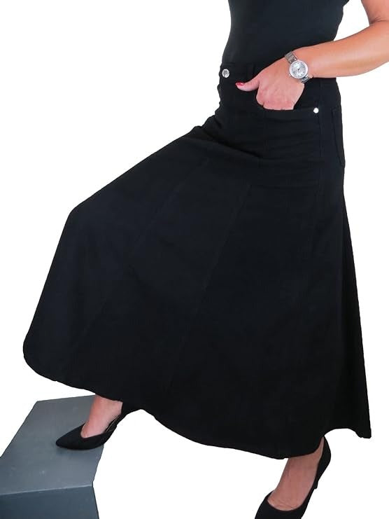 Women's Flared Stretch Denim Maxi Skirt TAC