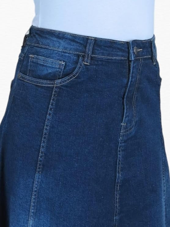Women's Flared Stretch Denim Maxi Skirt TAC