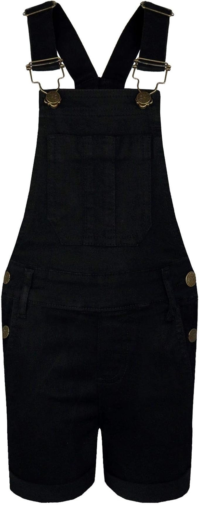 Kids Girls Dungaree Shorts Denim Stretch Jeans Jumpsuit Playsuit All In One TAC