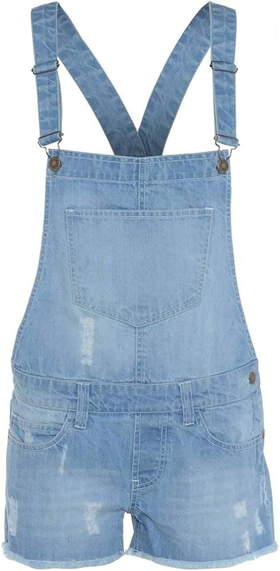Kids Girls Dungaree Shorts Denim Stretch Jeans Jumpsuit Playsuit All In One TAC