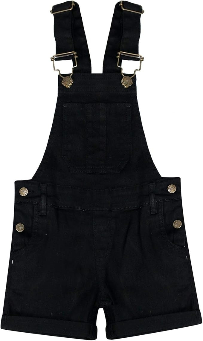 Kids Girls Dungaree Shorts Denim Stretch Jeans Jumpsuit Playsuit All In One TAC