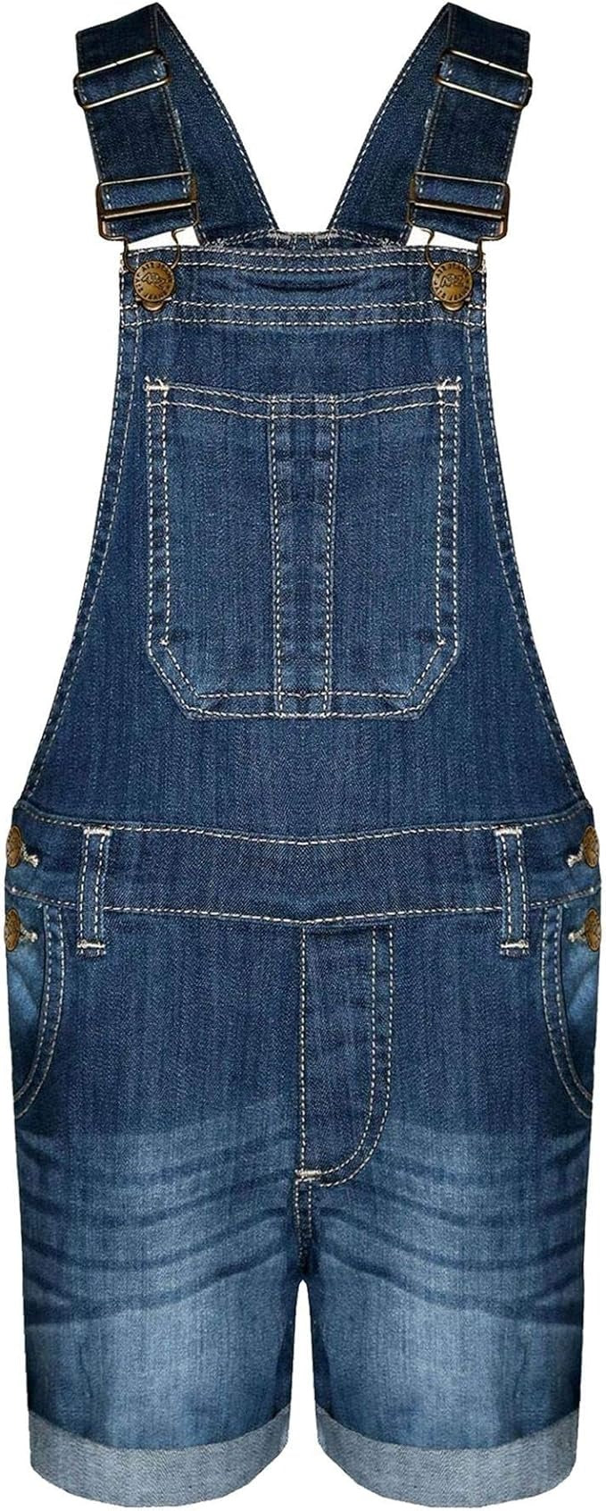 Kids Girls Dungaree Shorts Denim Stretch Jeans Jumpsuit Playsuit All In One TAC