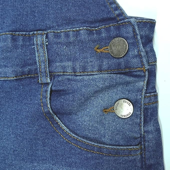 Kids Girls Dungaree Shorts Denim Stretch Jeans Jumpsuit Playsuit All In One TAC