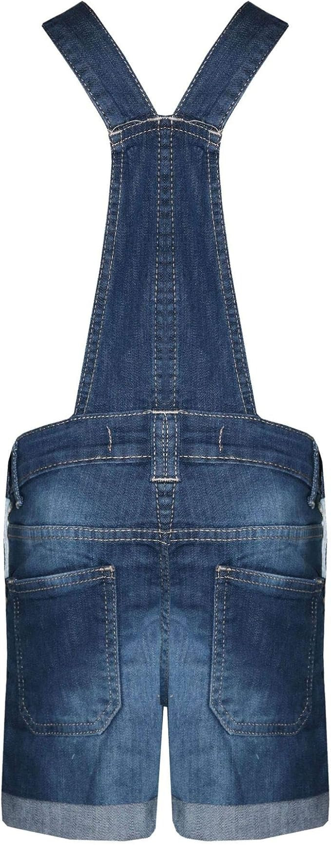 Kids Girls Dungaree Shorts Denim Stretch Jeans Jumpsuit Playsuit All In One TAC