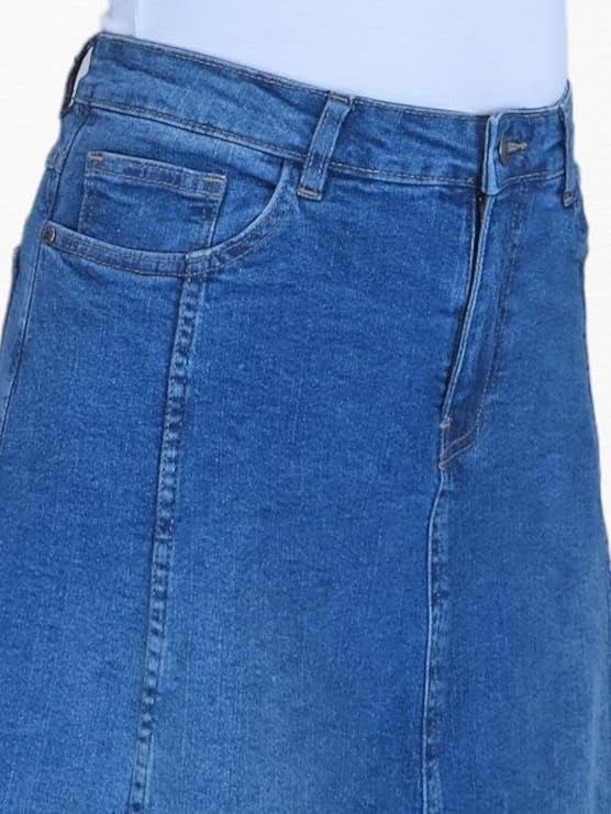 Women's Flared Stretch Denim Maxi Skirt TAC