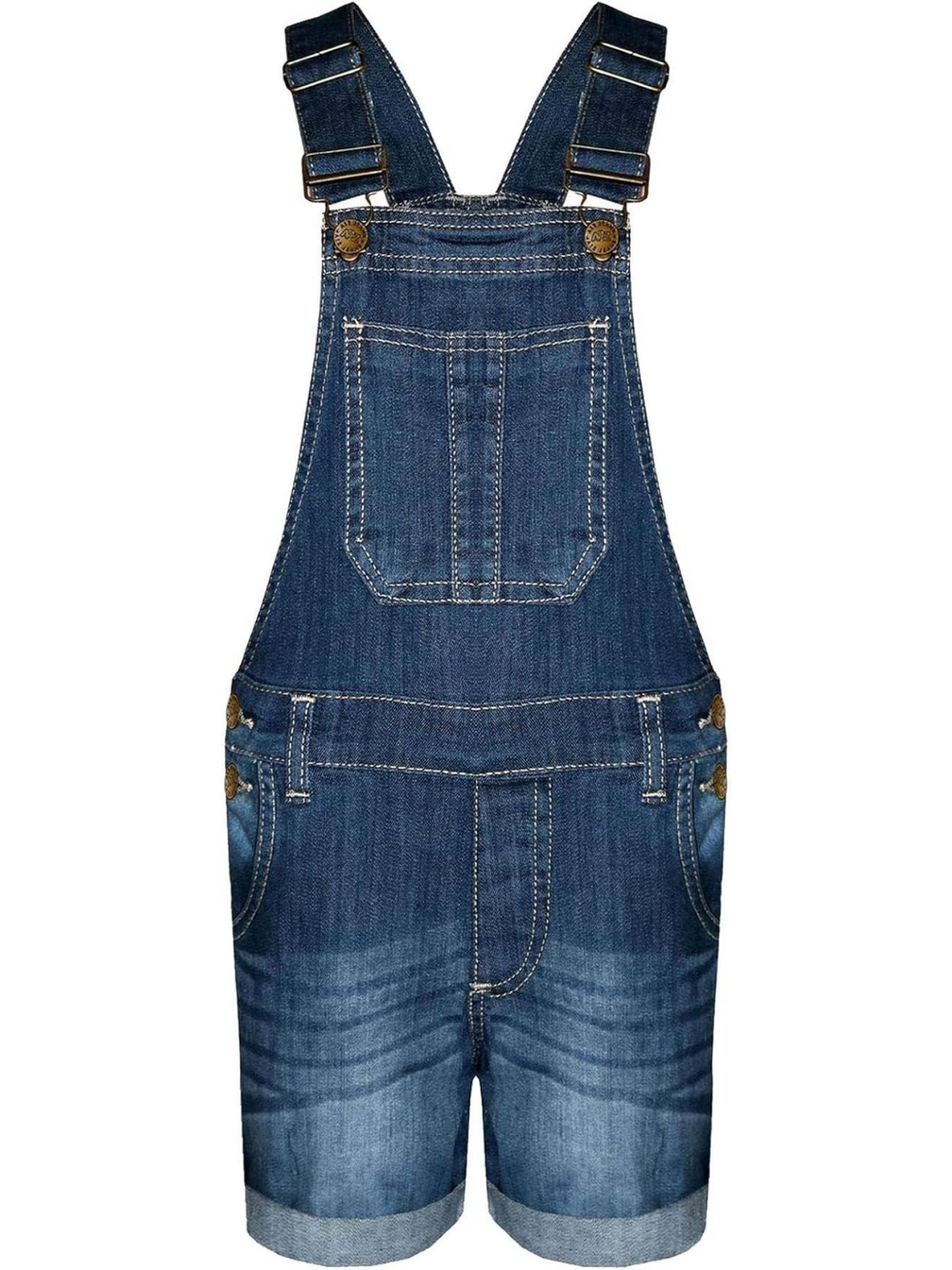 Kids Girls Dungaree Shorts Denim Stretch Jeans Jumpsuit Playsuit All In One TAC
