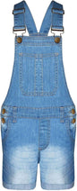 Kids Girls Dungaree Shorts Denim Stretch Jeans Jumpsuit Playsuit All In One TAC