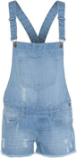 Kids Girls Dungaree Shorts Denim Stretch Jeans Jumpsuit Playsuit All In One TAC