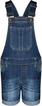 Kids Girls Dungaree Shorts Denim Stretch Jeans Jumpsuit Playsuit All In One TAC