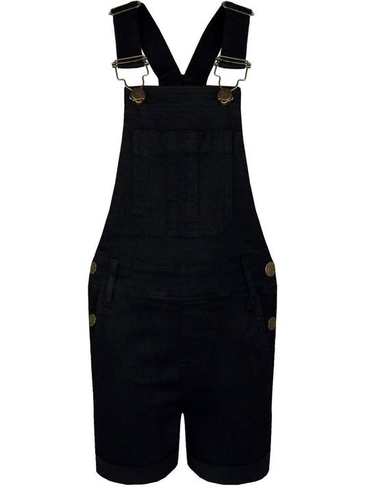 Kids Girls Dungaree Shorts Denim Stretch Jeans Jumpsuit Playsuit All In One TAC