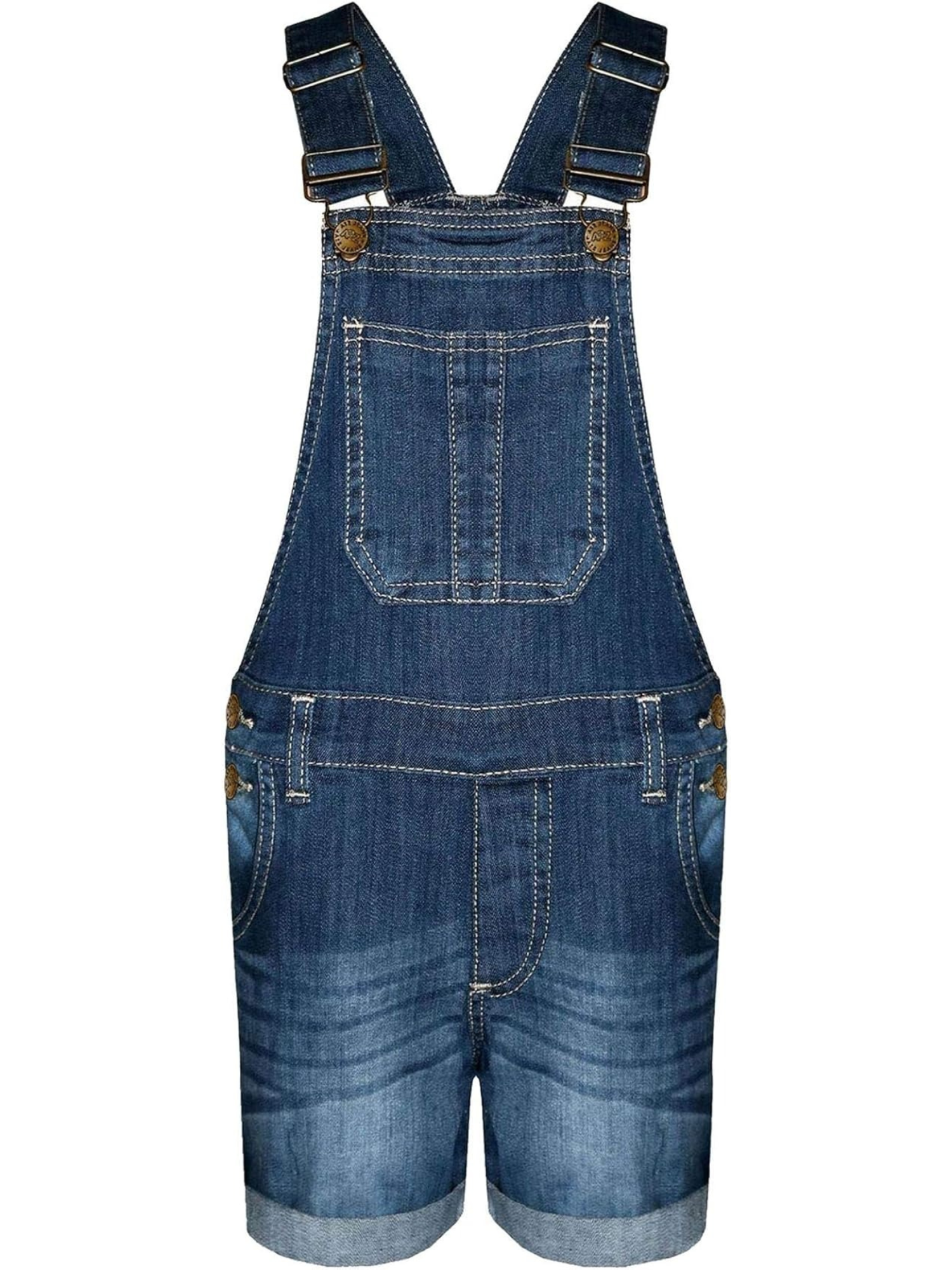 Kids Girls Dungaree Shorts Denim Stretch Jeans Jumpsuit Playsuit All In One TAC