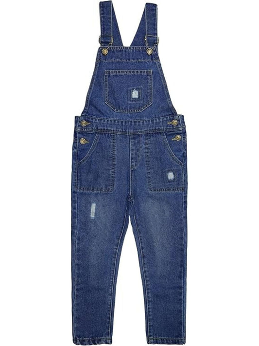 Kids Girls Dungaree Shorts Denim Stretch Jeans Jumpsuit Playsuit All In One TAC